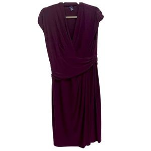 1191 Chaps Faux Wrap Dress Plum